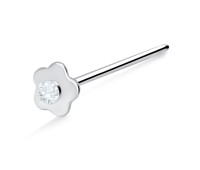 Flower Shaped Silver With Stone Straight Nose Stud NSKA-24